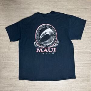 Maui Dive N Surf Shirt Beach Tee Mens XL Faded Black Coastal Classics